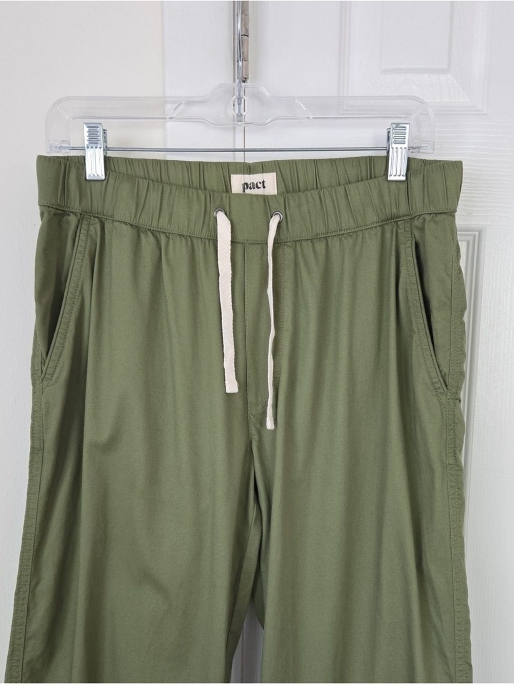 Pact Organic Cotton Daily Crop Wide Leg Pants Olive Green Size Medium - Picture 9 of 12